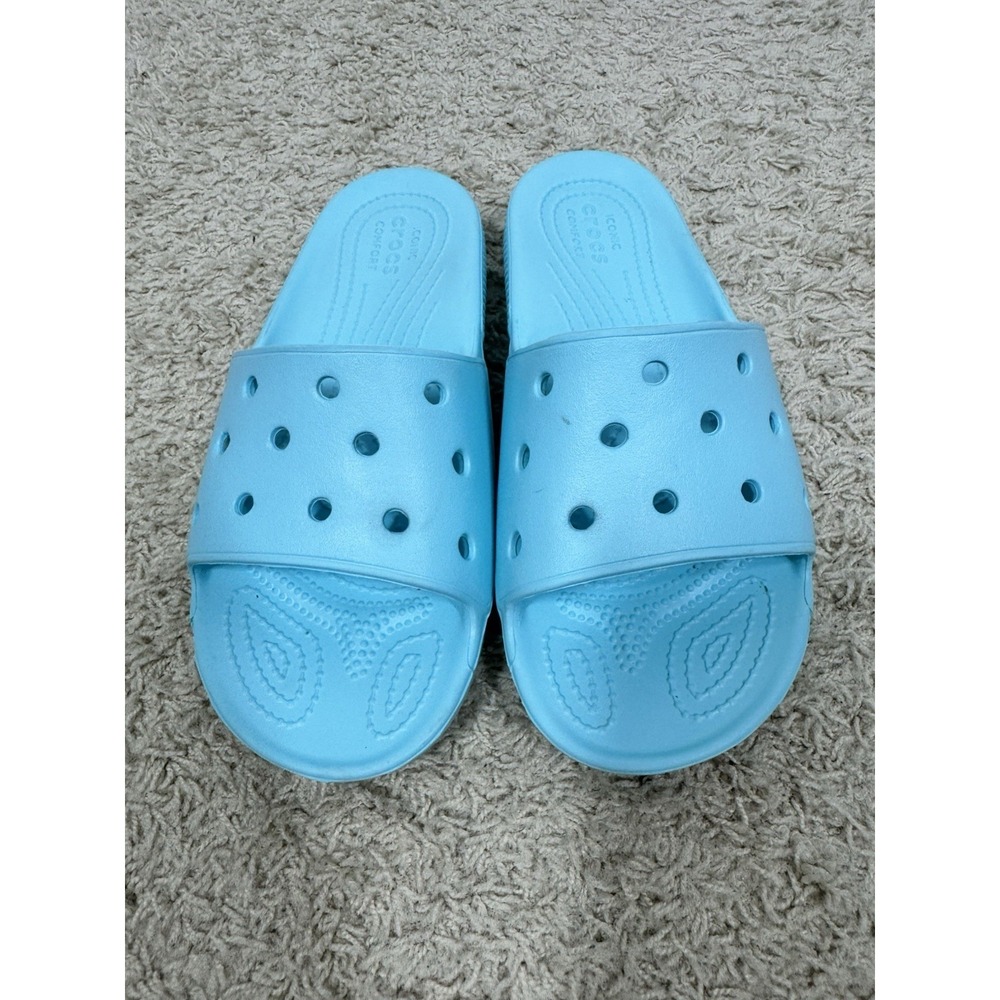 Crocs Classic Slide Sandals Womens 9‎ Mens 7 Waterproof Comfort Shoes Light Blue